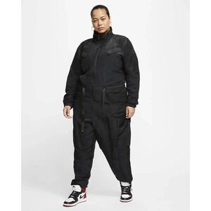 Jordan Flight Suit Womens 2X Black Utility Jumpsuit Belted Front Zipper Athletic